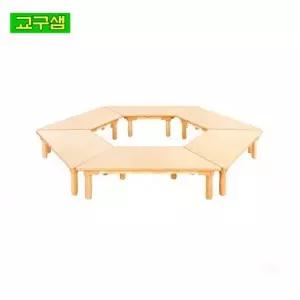 원형 협동 놀이 테이블 자작나무 원목 다리 안전 학습 책상 유치원 교실용