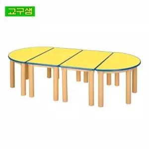 조합형 책상 노랑 상판 원목 다리 학습 테이블 유치원 교실 놀이방 보육시설용
