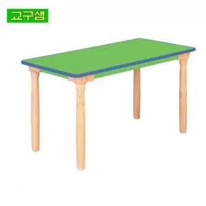 학습 테이블 그린 상판 직사각 원목 다리 안전 모서리 유치원 교실용 책상