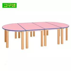 활동 테이블 핑크 조립형 상판 원목 다리 안전 모서리 유치원 학습용 책상