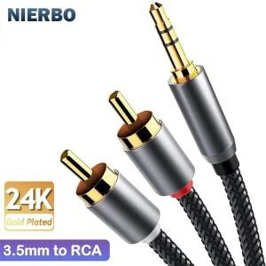 3.5mm to RCA 케이블 2m 6.6ft 오디오 24K 금도금 남성-남성 스테레오 AUX 코드 Y 스플리터 어댑터