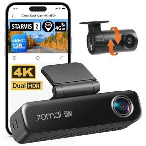 차량용 70MAI 4K 대시캠 앞뒤 STARVIS 주차 5GHZ 슈퍼 비전 듀얼 지원 나이트 FI IMX678 GPS HDR 제어 음성 M800 128GB 내장 4G LTE 조리개 F1 WI 모니터 EMMC