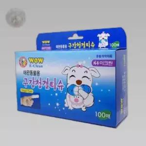 와우 이크린 구강청결 손가락티슈 100매 티 강아지