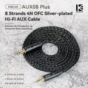 KBEAR AUX08 플러스 8코어 OFC 은도금 하이파이 케이블 1.4m/2m 3.5MM/2.5MM/4.4MM 이어폰 헤드폰 헤드셋