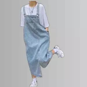 데일리 언발란스 데님 멜빵 원피스 BM-071