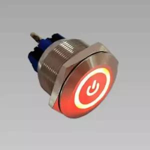 6핀 푸쉬 락 방수 메탈 ON-ON 스위치 28mm 12V 전원LED 레드 (HAS2330)