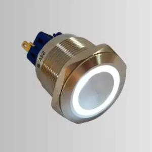 6핀 푸쉬 락 방수 메탈 24V 전원LED 25mm 스위치 ON-ON (HAS2829) 화이트