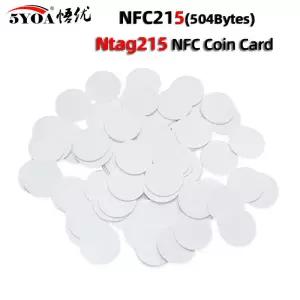 50/30pcs NFC Ntag215 코인 태그 키 13.56MHz 215 카드 범용 라벨 RFID 초경량 25 mm 직경 원형 상자