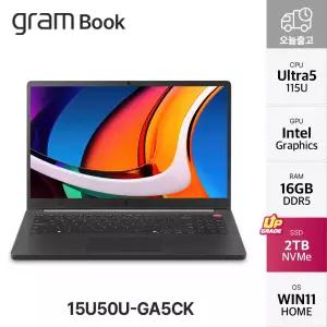 LG 그램북 15U50U-GA5CK Ultra5 115U 대학생 사무용 노트북 윈도우11 탑재 16GB 2TB YO