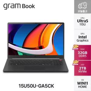 LG 그램북 15U50U-GA5CK Ultra5 115U 대학생 사무용 노트북 윈도우11 탑재 32GB 2TB YO
