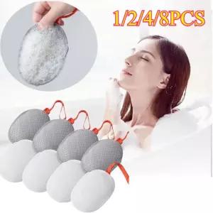 1/2/4/8개 비누 거품망 목욕 메쉬 스펀지 샤워 및 바디 워시용 각질 제거 딥 클리닝 스크러버 욕실용품
