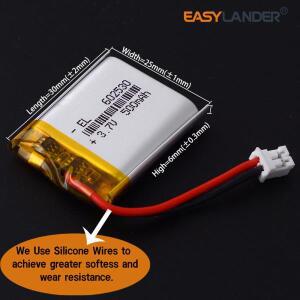 실리콘 와이어 PH2.0 2P 602530 3.7V 500mAh 리튬폴리머 리튬이온 배터리 리포