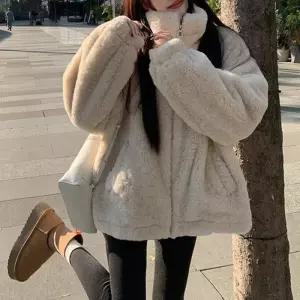 여자 루즈핏 덤블퍼 하이넥 포근한 집업 자켓