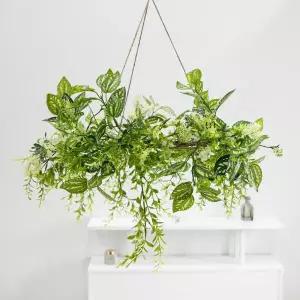 [아트박스]/플라워트리 페페로미아 조화 리스 벽장식 그리너리 샹들리에 50cm