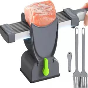DomuLux 신선한 고기 슬라이서 클리버 세트 - 2mm/4mm 두께 조절 가능 소고기 돼지고기 닭고기용 17날 수동