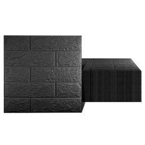 소데노 40 PCS 블랙 3D 벽 패널 58 평방 피트 커버 가능 벽지 스티커 자체 접착식 방수 벽돌 PE 폼 필 앤 스틱 내부 장식 홈 데코