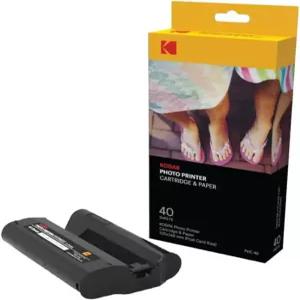KODAK 도크 플러스 포토 프린터 카트리지 PHC40 리필 및 인화지 40팩 블랙