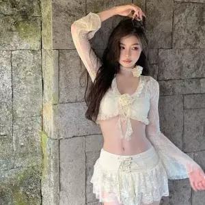 수피 스커트 여성용 바캉스 비치웨어 세트 슬림 바캉스룩 분체 수영복 온천 레이스 4종 JEN1