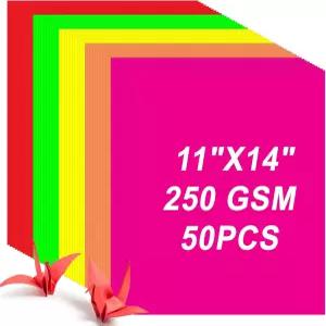 텐서 50피스 네온 포스터 보드 11인치 x 14인치 건설 용지 250 GSMECHATRONICS90파운드 카드스톡 대형 밝은