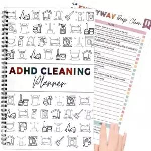 ADHD 청소 계획자 가정 조직 성인 작업 관리를 위한 일일 주간 일정 및 안무 차트 노트