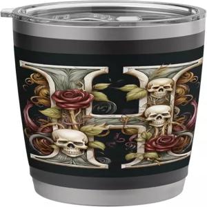 Skulls 스테인리스 스틸 단열 텀블러와 함께하는 레터 H 이니셜 고스 컴플렉스