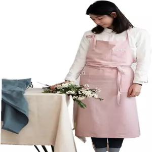 AOBBYBS 조절 가능한 일본 북표준 한국 표준 스타일 소프트 코튼 린넨 앞치마 수건 네 개 포함