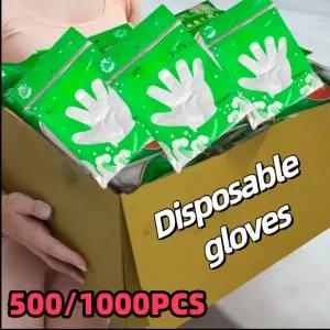 500/1000Pcs 일회용 투명 장갑은 애완 동물 미용 주방 청소 레스토랑 사용 가정 위생 야외 캠핑 스타일