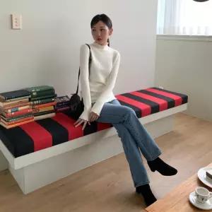 [옷자락] 여성 블루 슬림 스트레이트 청바지 팬츠