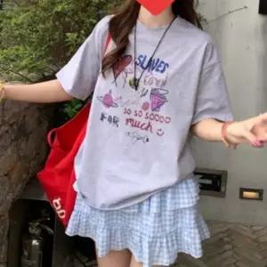 여성 귀여운 캡소매 반팔 티셔츠 여름 데일리 상의