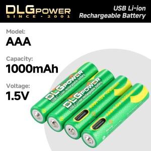 DLG 호환power AAA 1.5V USB 리튬이온 충전식 배터리 aaa 1000mWh 장난감 리모컨 키패드 손전등용 리튬