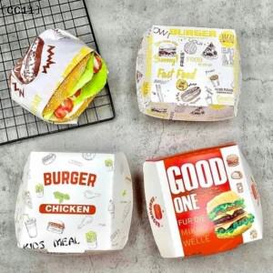50/100Pcs 두껍고 기름에 강한 버거 포장 상자 일회용 식품 등급 패스트 푸드 테이크 아웃 상자 CC11