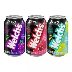 한번에먹자쇼핑몰 웰치 제로 355ml 뚱캔 3종 혼합 / 샤인머스캣맛 6+체리스트로베리맛 6+포도맛6 / 총 18개