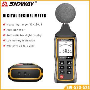 SNDWAY SW-523 데시벨 사운드 레벨 미터  디지털 소음 측정기  30-130dBA 1.5dB 정확도 테스터