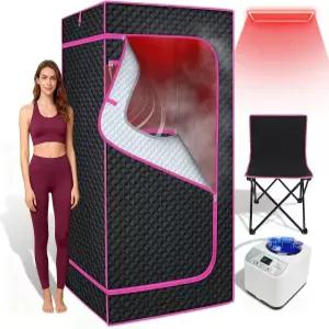 가정용 STEECA 휴대용 적외선 사우나 박스 1300W 3L 스티머가 장착된 스팀 텐트 실내용 전신 휴식