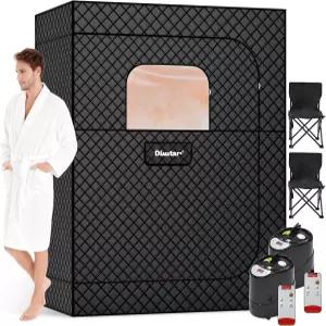 2인용 사우나 박스 - 업그레이드된 3L 1500W 스티머*2 접이식 의자*2 및 미끄럼 방지 매트를 갖춘 가정용