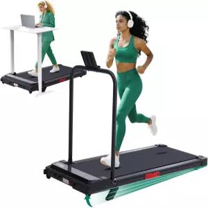 핸들 바와 경사가 있는 워킹 패드 러닝머신 가정용 소형용 0.6-7.6mph 전기 언더 데스크 350LBS 미니