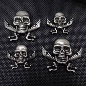 5피스 골동품 실버 스컬 해적 교차 칼 Leathercraft 장식 금속 스터드 리벳 버튼 Conchos