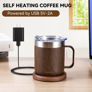 55가지 기능을 갖춘 자체 가열 커피 머그 스마트 USB 워머 ° C(131 F) 온도 조절 이중층 식품 등급 컵 (사