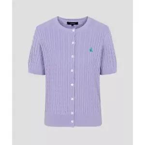 빈폴 BEANPOLE LADIES Essential 코튼 케이블 라운드넥 반소매 카디건 라벤더 (BF625AE01T) BF625AE01T 131
