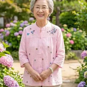 국민할매 엄마옷 할머니옷 목수면 반짝 안개꽃 차이나 7부 블라우스[KH-B01]