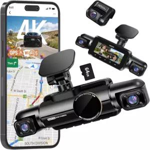 Neideso 4채널 대시 캠 앞뒤 3K+3*1080P 차량용 카메라 무료 64GB 카드 360 비디오 레코더 5GHz WiFi GPS