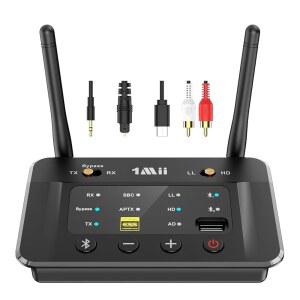 [미국배송] TV 홈 스테레오용 1MII B03S BLUETOOTH 5.3 송신기 수신기 오디오 파일 DAC 포함 무선 어댑터 APTX 적응형 /LL /HD 듀얼 링크 광학 RCA AUX 3.5MM 입력/출력