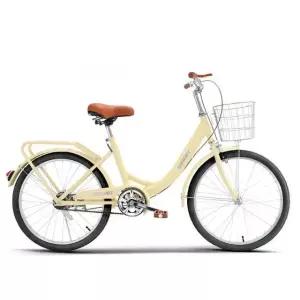 클래식 여성용 자전거 장보기 산책 운동 아줌마 옐로우 인플레이터블 블랙 타이어 패션