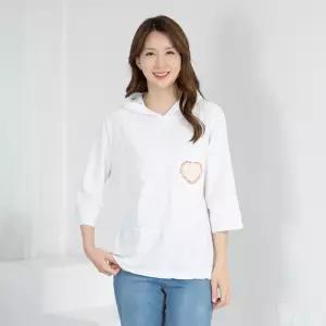 모슬린 엄마옷 티셔츠 후드 면 7부 603CVB213 중년여성/50대/60대/70대/빅사이즈/할머니옷 585986Moony