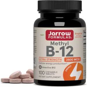 재로우 포뮬러 메틸 비타민 B12 2500 mcg 씹을 수 있는 정제 100개 열대 향이 나는 생체 활성 - 세포