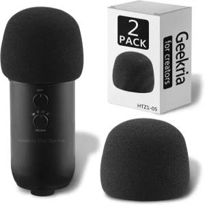 창작자를 위한 Geekria 폼 윈드스크린 블루 예티 프로 마이크 안티팝 커버 스펀지 필터(블랙 / 2팩)와