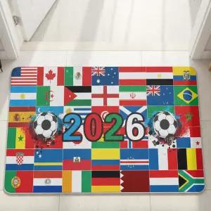 루이주오 월드컵 축구 러그 2026 상품 선물 월드 플래그 축구공 방 장식 남자 현관 크리스탈 벨벳 16x24