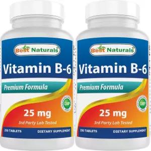 최고의 천연 비타민 B6 25mg 250정(250개들이 팩)