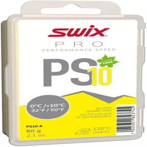 Swix PRO 스피드 왁스 - PS10 옐로우 화씨 32도에서 50도 60g 바 플루오로 프리 스키 또는 스노보드