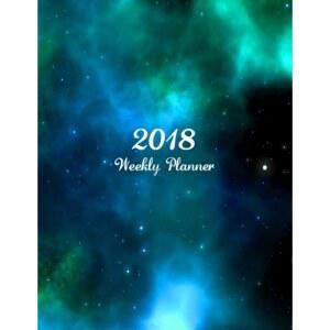 2018 주간 플래너: 8.5인치 x 11인치 월간 일일 플래너 캘린더 일정 주최자 별자리 스타즈 갤럭시 문 페이즈 저널 컬러풀 ... 2018-2019 시리즈)
